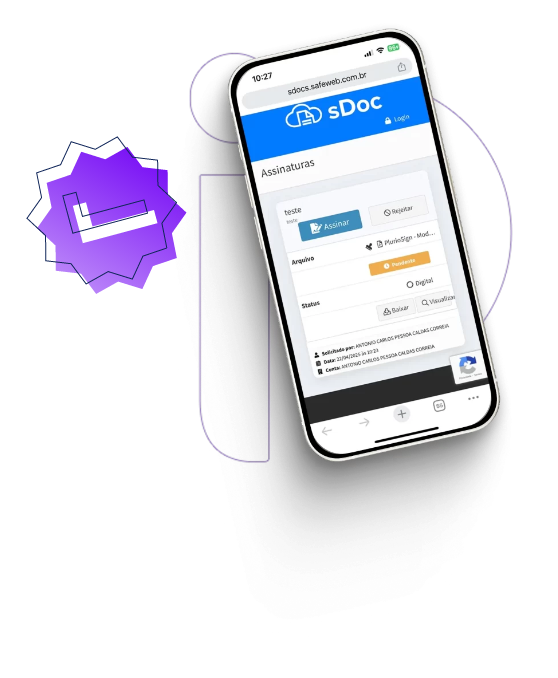 Tela de assinaturas do aplicativo sDoc em um celular